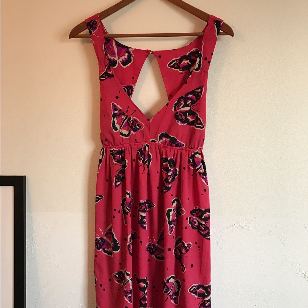 Roxy Hot Pink Butterfly Print Mini Dress